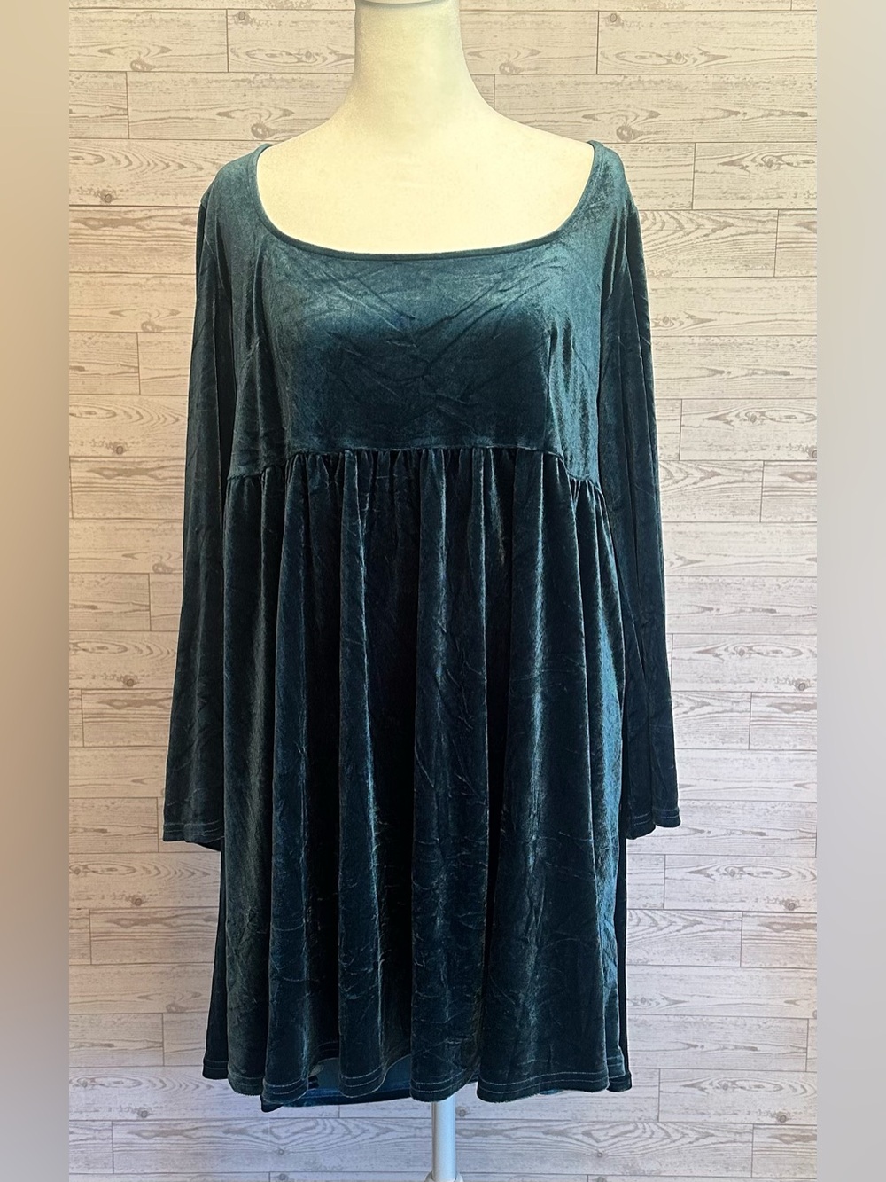 ModCloth XL Velvet Babydoll Dress Long Sleeve Boho Romantic - Picture 3 of 8